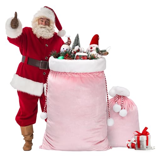 2 Pcs Christmas Velvet Drawstring Bags T8269