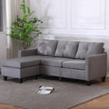 75" Gray Fabric Sofa and Chaise Convertible to Ottoman B841