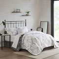 Full White/ Charcoal Reversible Complete Bedding Set with Cotton Sheet S81205