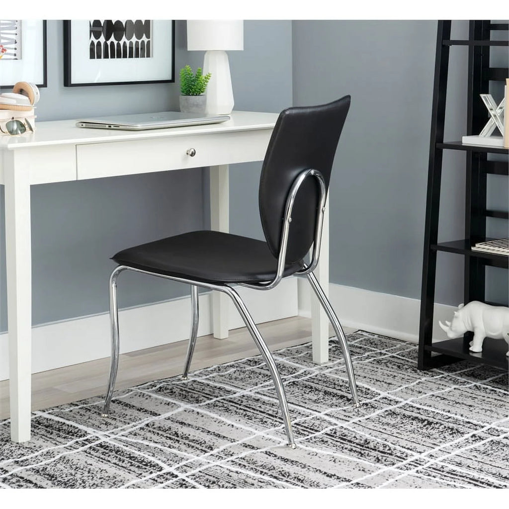 Black Metal Stacking Side Chairs Set of Two F136