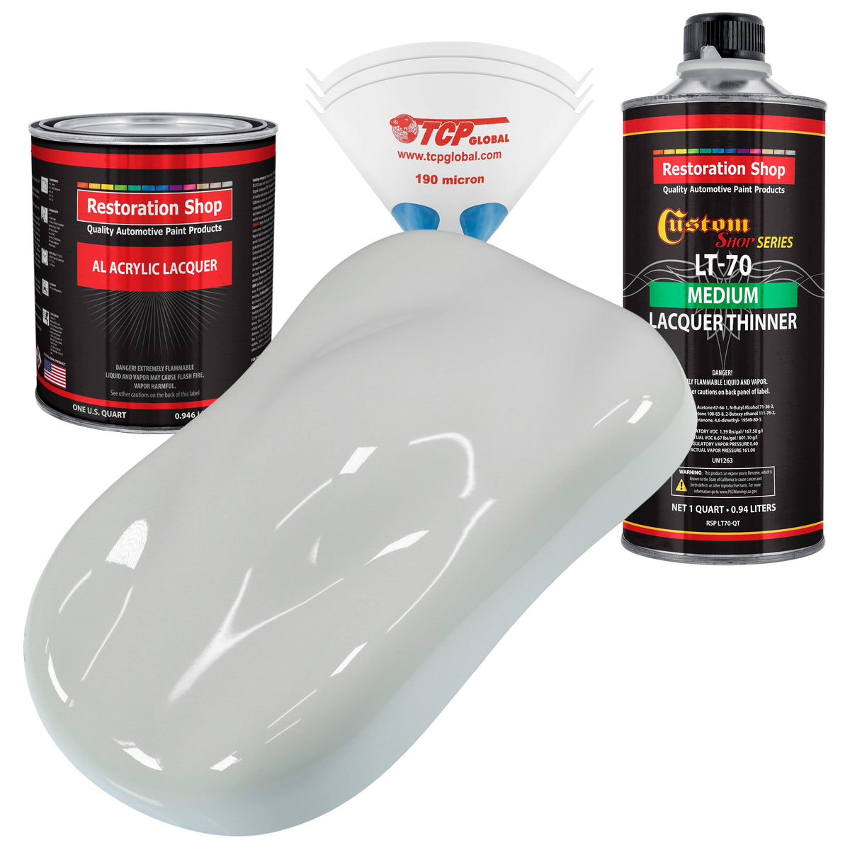 White Acrylic Lacquer Car Auto Paint Quart Kit T834