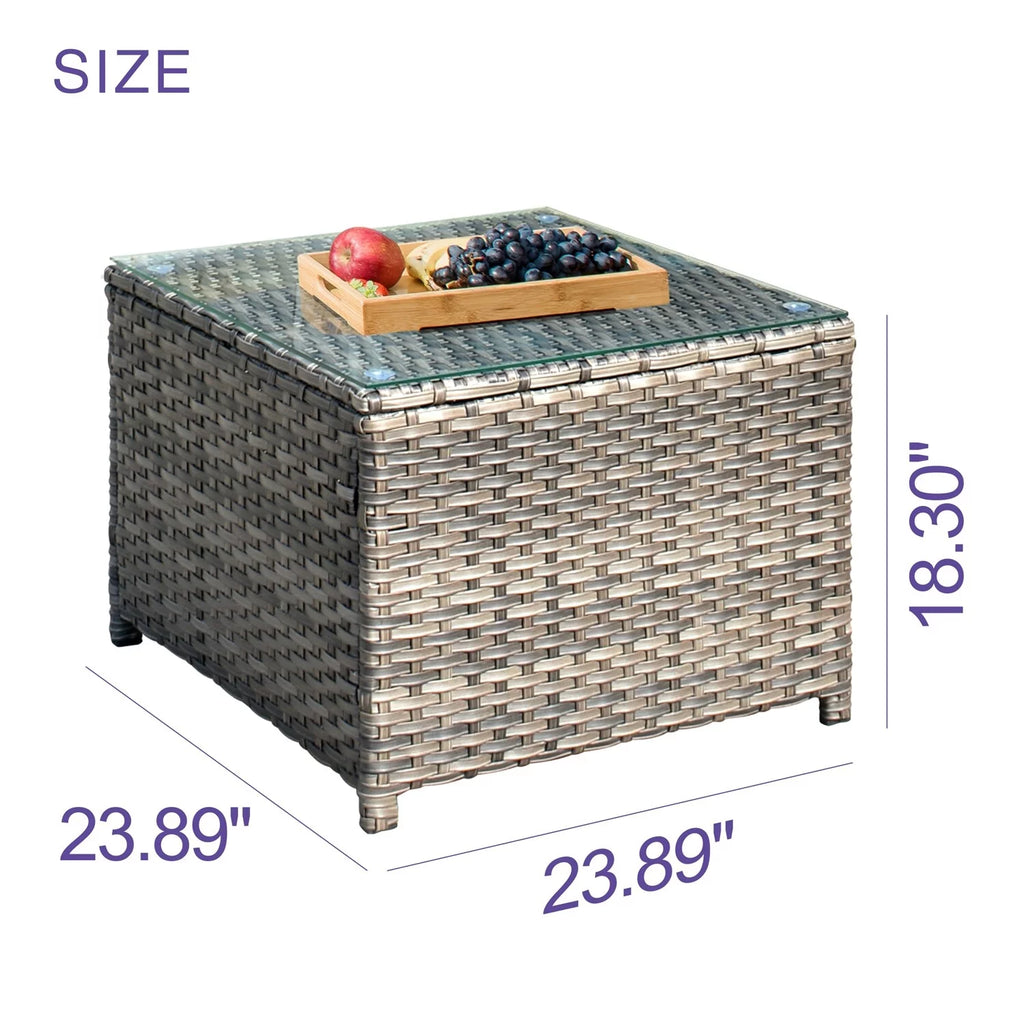 Outdoor Wicker Coffee Table with Glass Top U758508