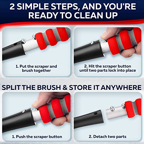 27" Snow Brush & Ice Scrapers with Foam Grip, Detachable, Gray Z915699