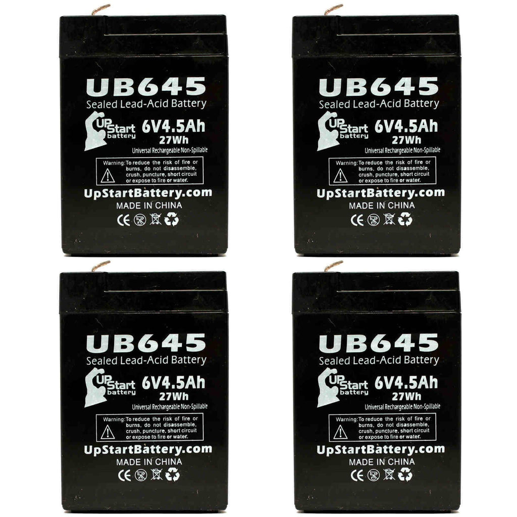 4x Pack 6V 4.5Ah Sealed Lead Acid Battery with F1 to F2 Terminal Adapters C1387