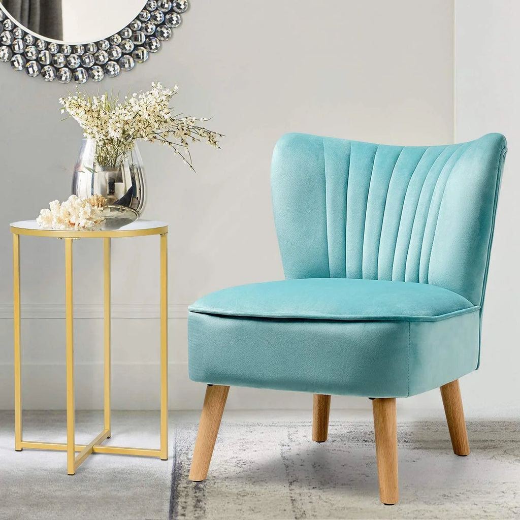 Velvet Armless Club Chair with Wood Legs K88735
