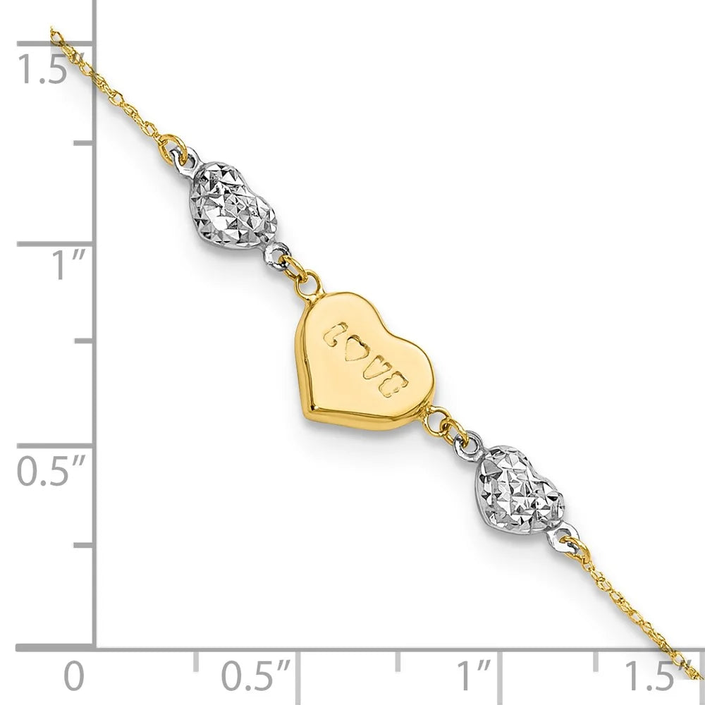 14 Karat Two-Tone Heart Bracelet V950384