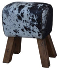 Cow Hide Stool in Black & White Q47395