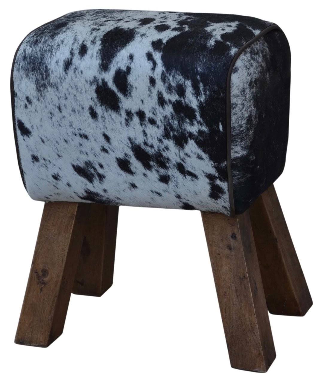 Cow Hide Stool in Black & White Q47395