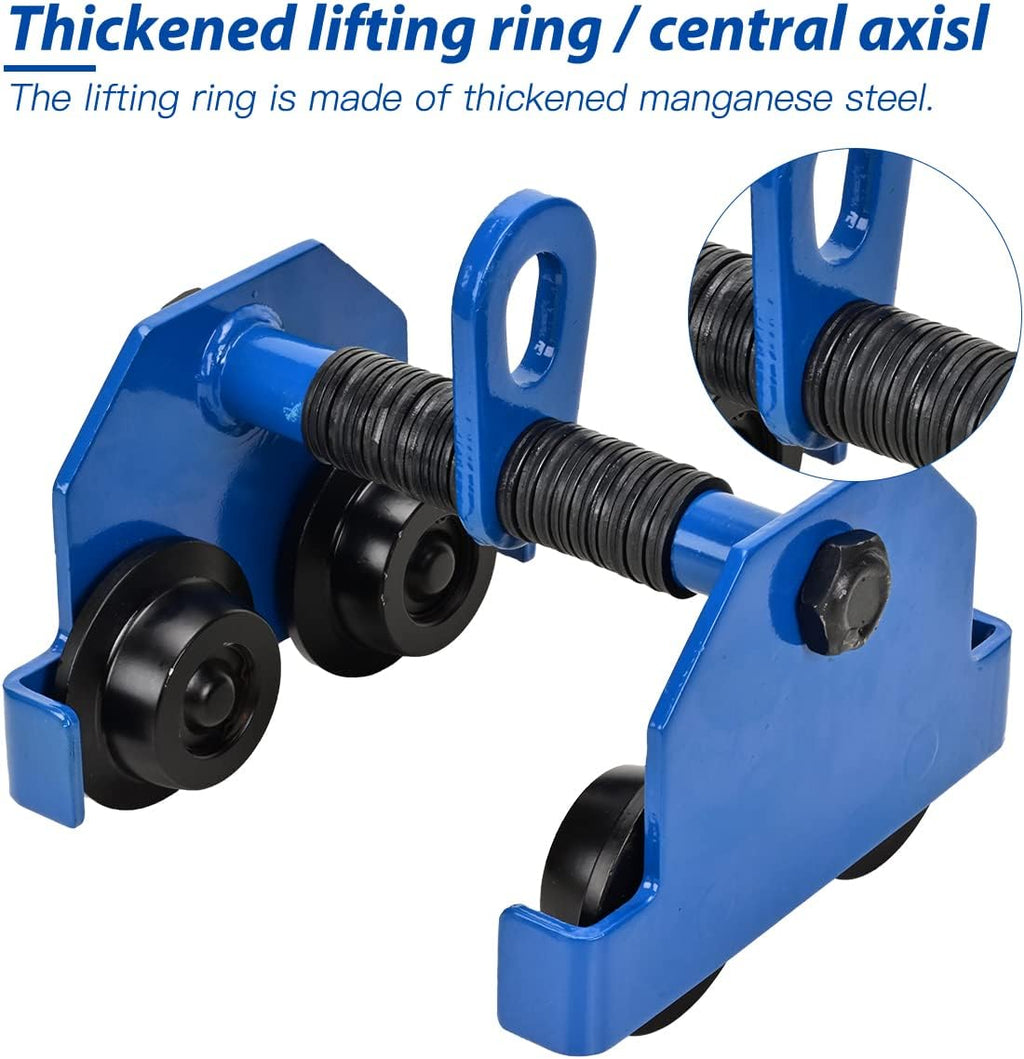 Heavy Duty Push Beam Trolley, 2200LBS Capacity, 2.1-6 in Adjustable Flange, Pack of 2 K9636