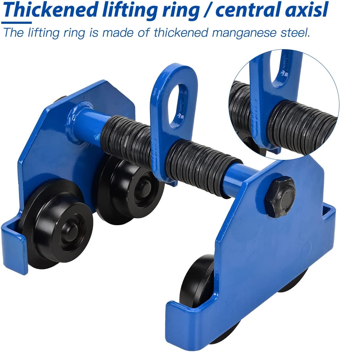 Heavy Duty Push Beam Trolley, 2200LBS Capacity, 2.1-6 in Adjustable Flange, Pack of 2 K9636