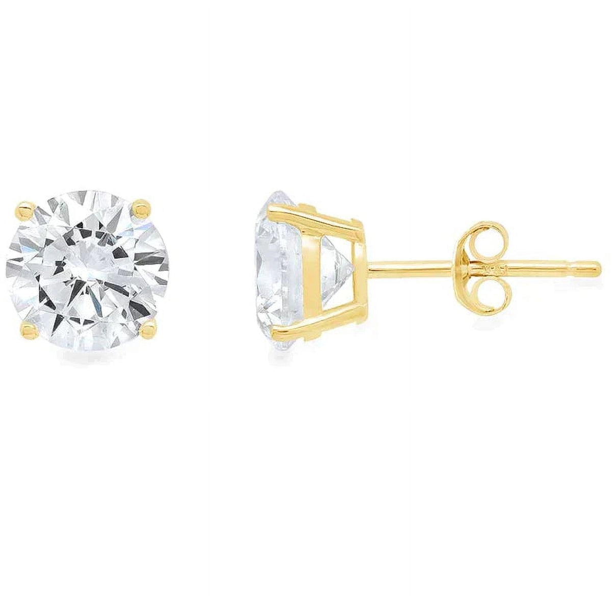 14K Yellow Solid Gold Diamond Stud Earrings 1/2ct B536478