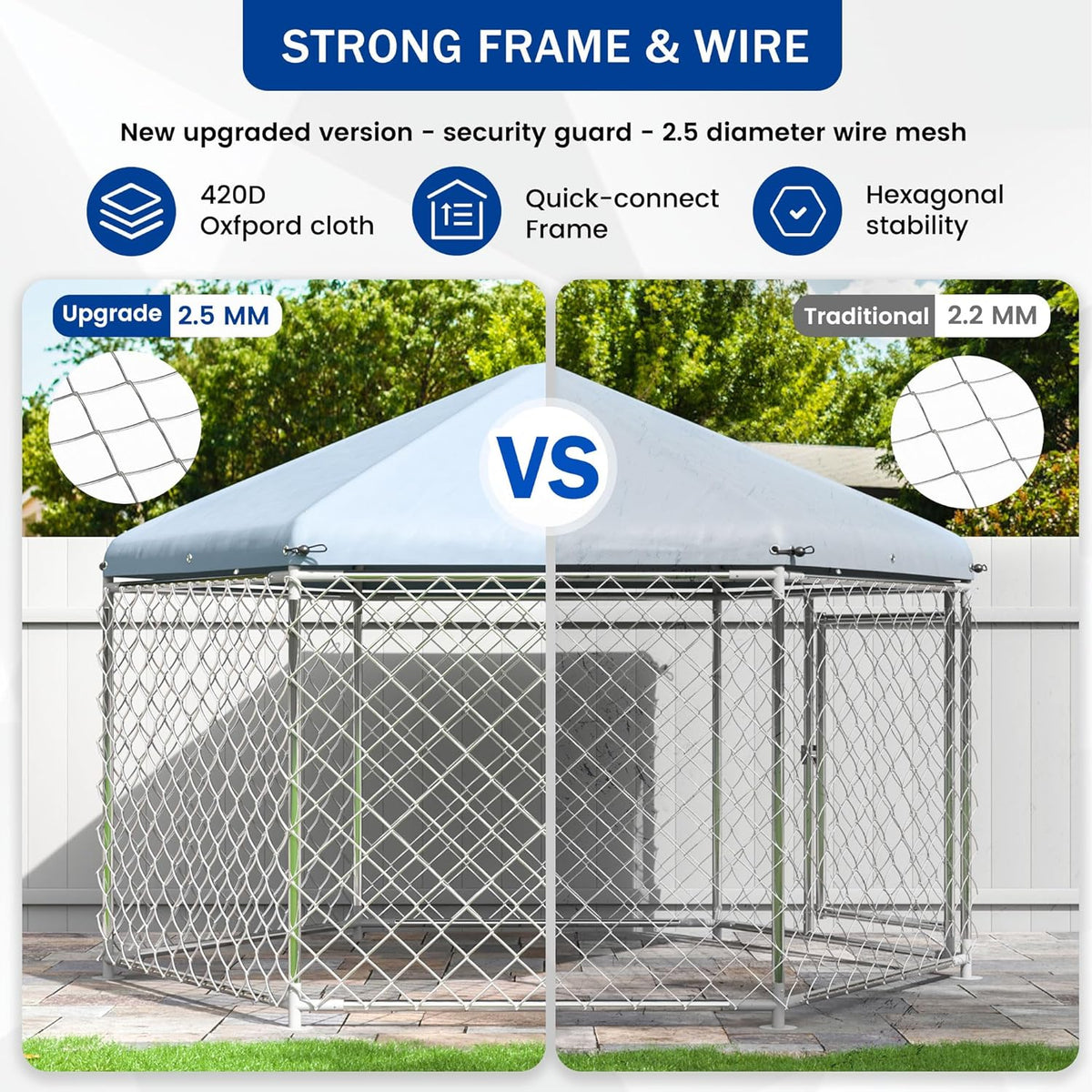 Large Dog Kennel with Roof and Metal Gate S102231