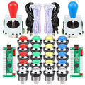 Arcade Gamepads and Controllers DIY Kit 2 Ellipse Oval Joystick 20 LED Chrome Buttons P6933
