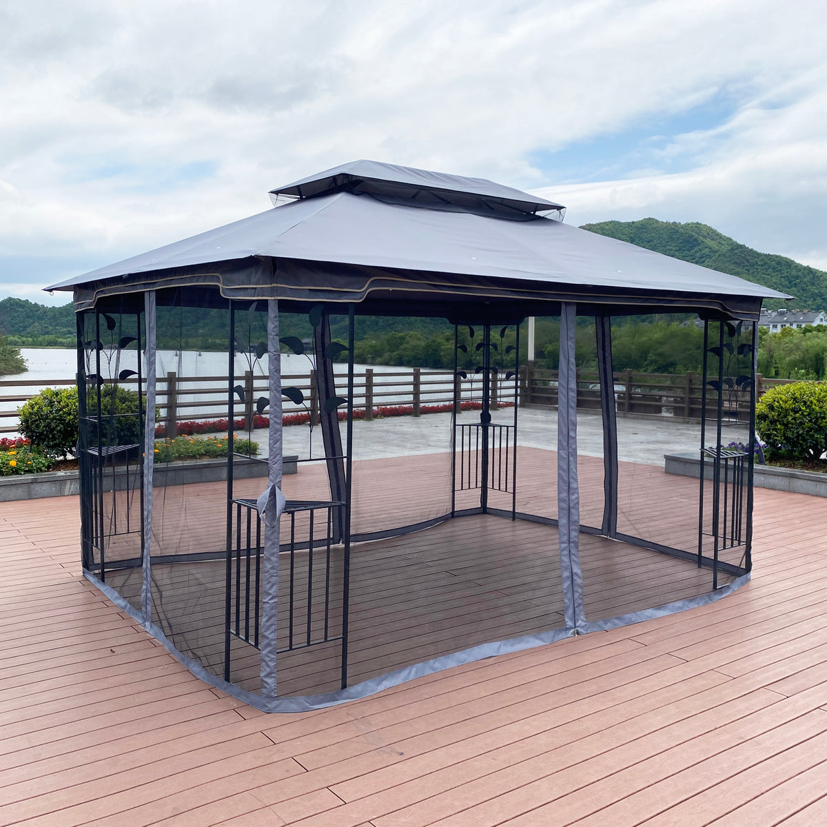 Gray 13x10FT Outdoor Patio Gazebo Canopy Tent B14283