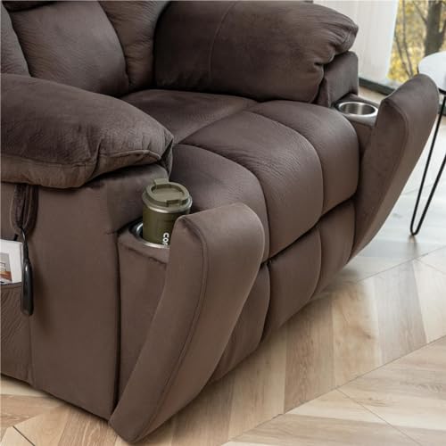 Extra Wide Power Recliner Lift Chair with Heat and Massage (Brown) L978001