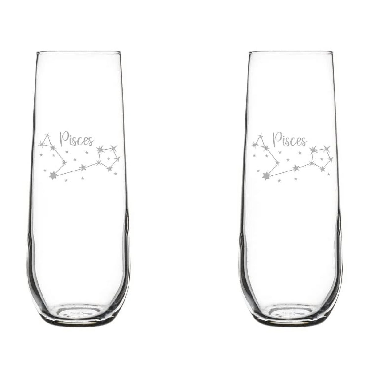 Set of 2 Stemless Glass Champagne Flutes 8.5 oz M728