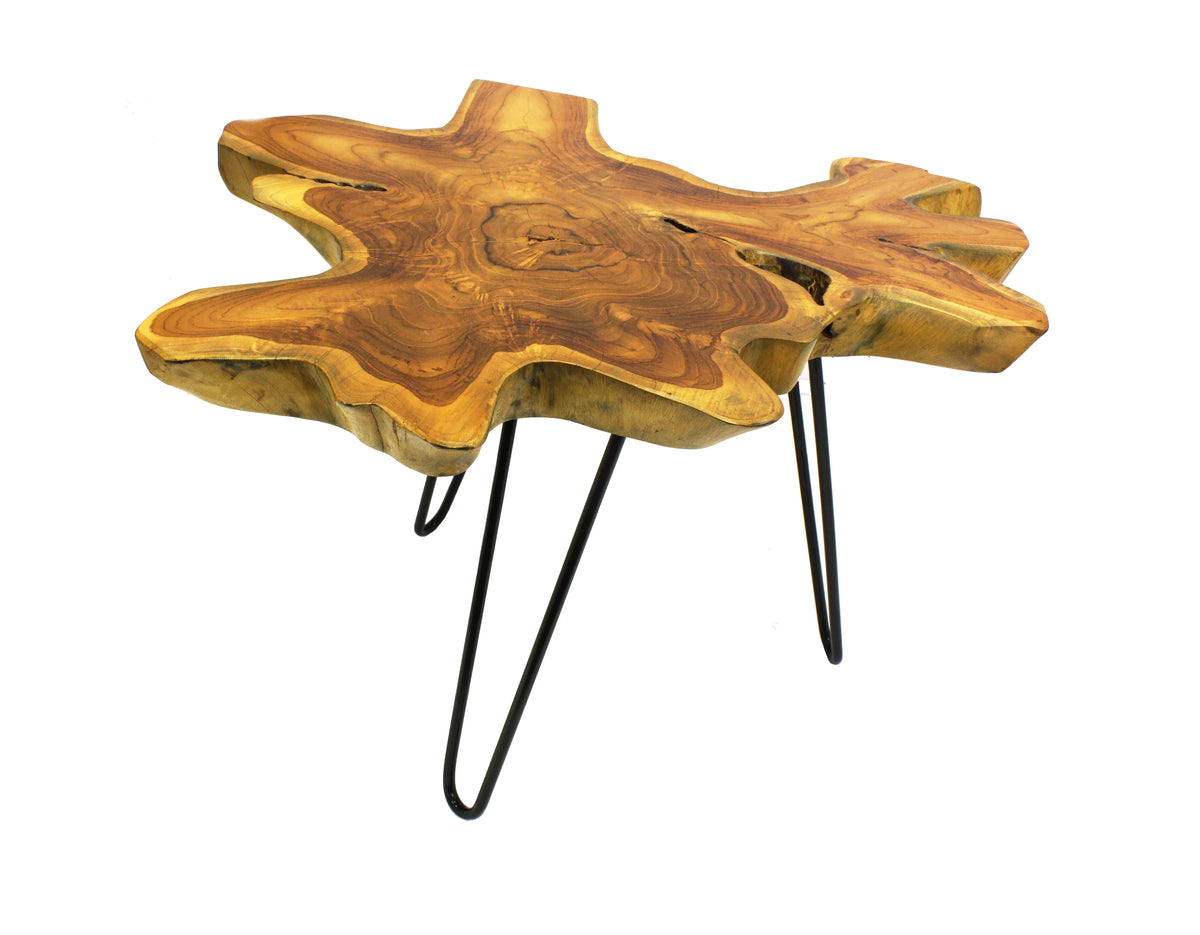 Live Edge Teak Wood Side Table Y335696