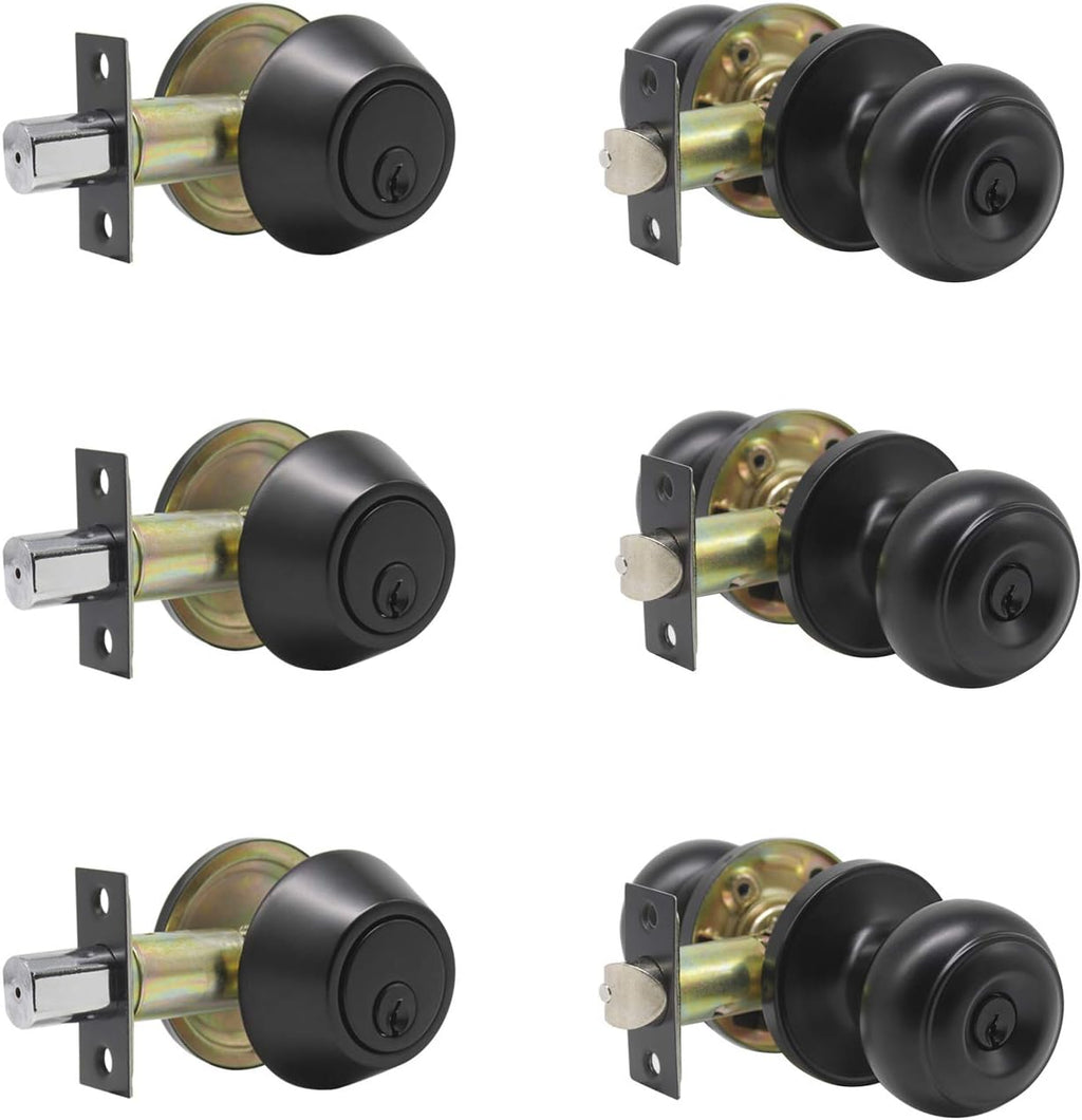 Oil Rubbed Bronze Entry Door Knob and Double Cylinder Deadbolt Lock Combo Set, Set of 4 X910
