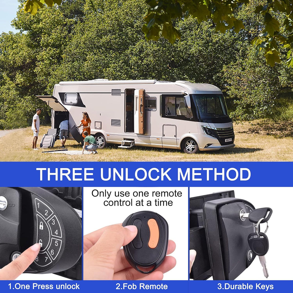 RV Keyless Entry Door Lock with Backlit Keypad and 2 Key Fobs T308