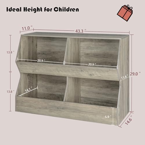 4 Cubby Wooden Toy Storage Bookshelf M746463