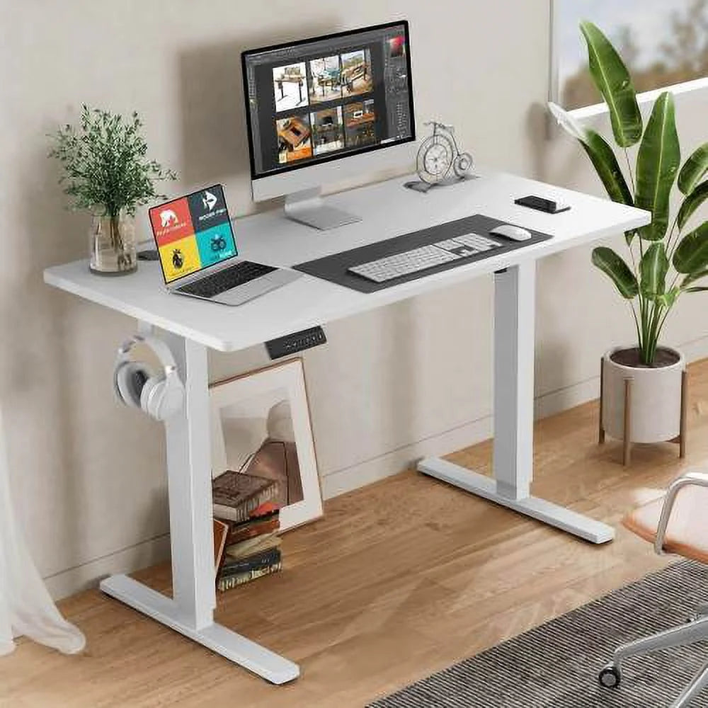 White Electric Height Adjustable Standing Desk W87497