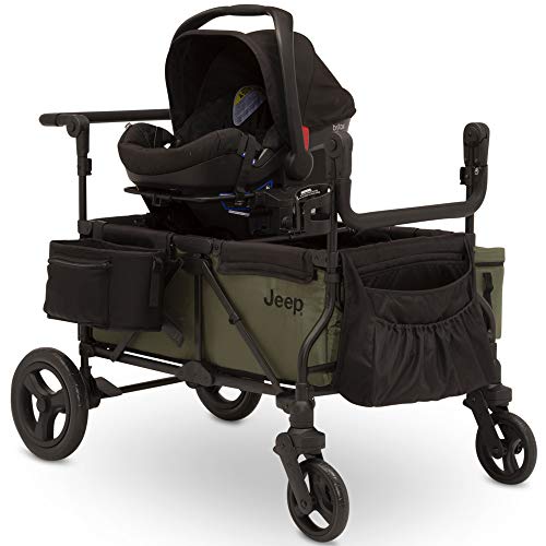 Black/Green Stroller Wagon with Cooler Bag and Parent Organizer J394622
