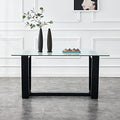 51" Glass Table with Rectangular Tempered Tabletop and Black Coated Metal Legs L2601