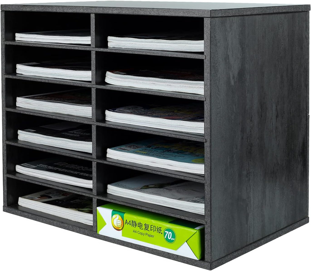 Wood Desktop Literature Organizer 12 Compartments Pack of 2 X1003