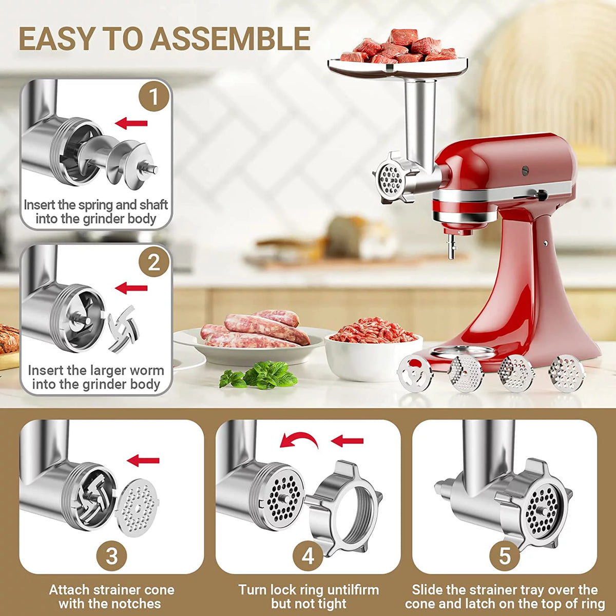 Meat Grinder & Slicer Shredder Attachments for Stand Mixers W399395