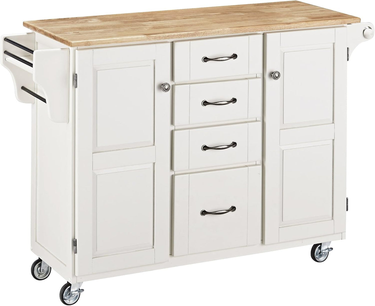 Warm Oak 2 Door Kitchen Cart with Natural Wood Top A62318