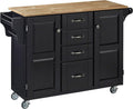 Warm Oak 2 Door Kitchen Cart with Natural Wood Top A62318