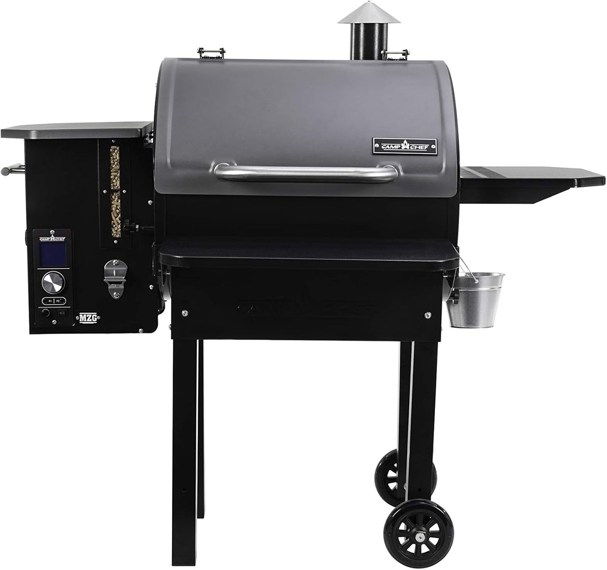 Black Wood Pellet Grill with Fold Down Front Shelf P7680