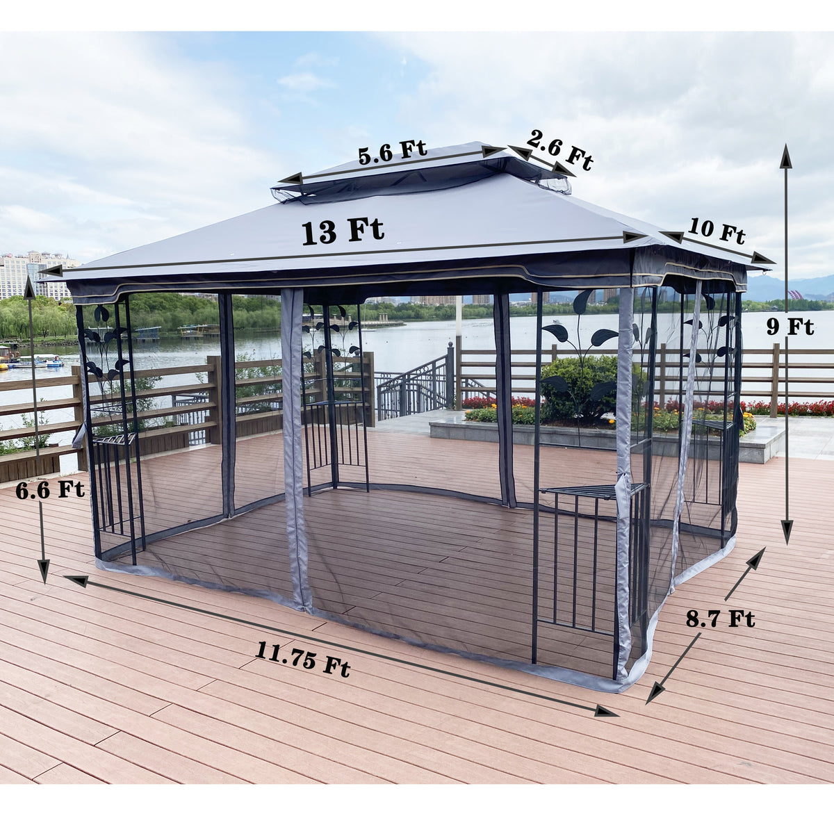 Gray 13x10FT Outdoor Patio Gazebo Canopy Tent B14283