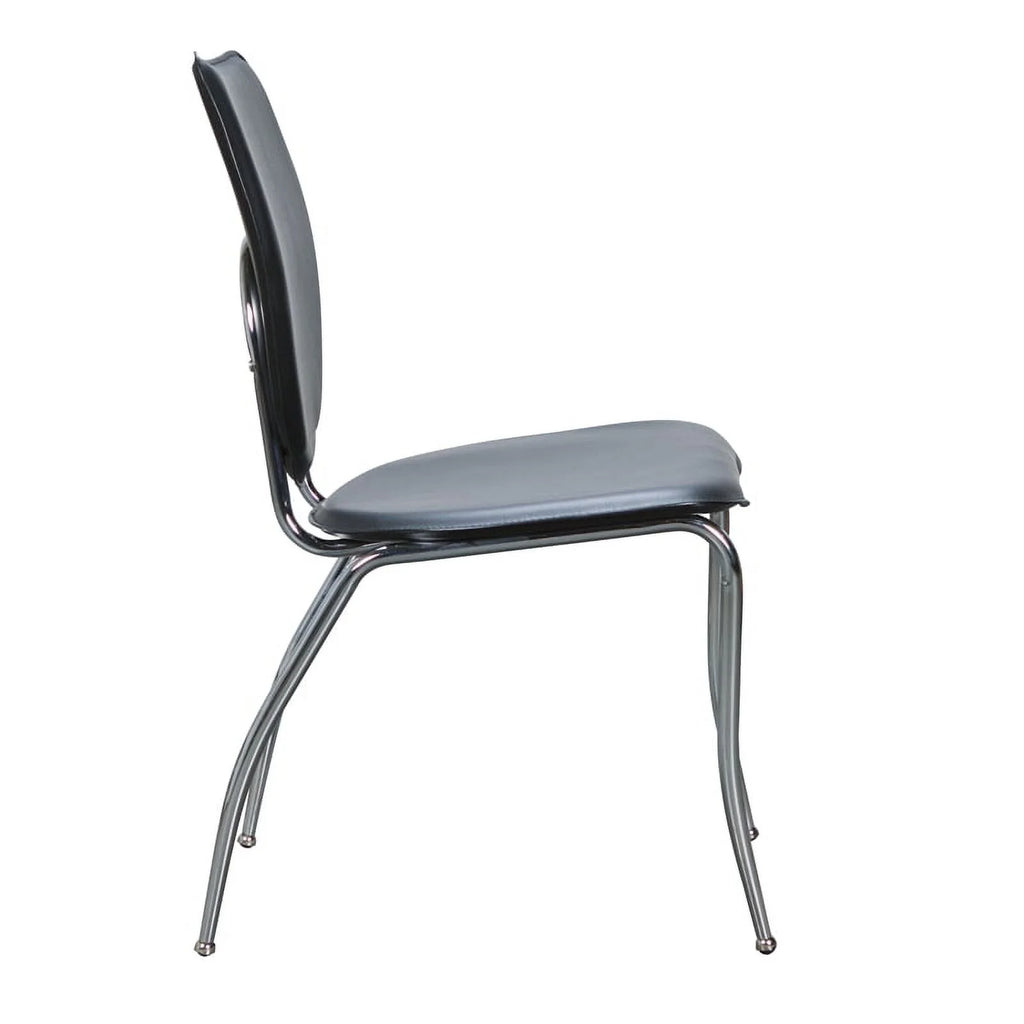 Black Metal Stacking Side Chairs Set of Two F136