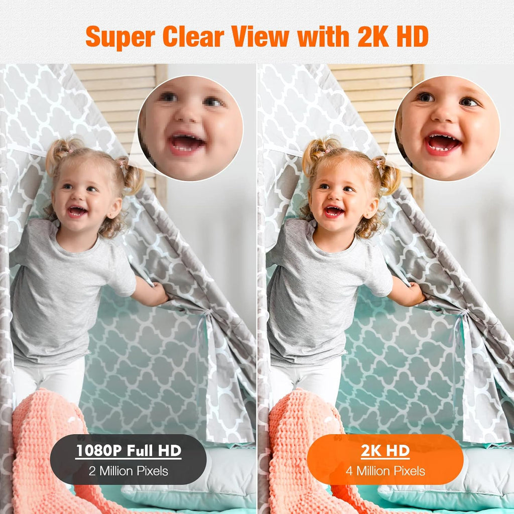2K Indoor Baby Monitor Camera with Motion Detection, Two-Way Audio, IR Night Vision, Pack of 2 J673