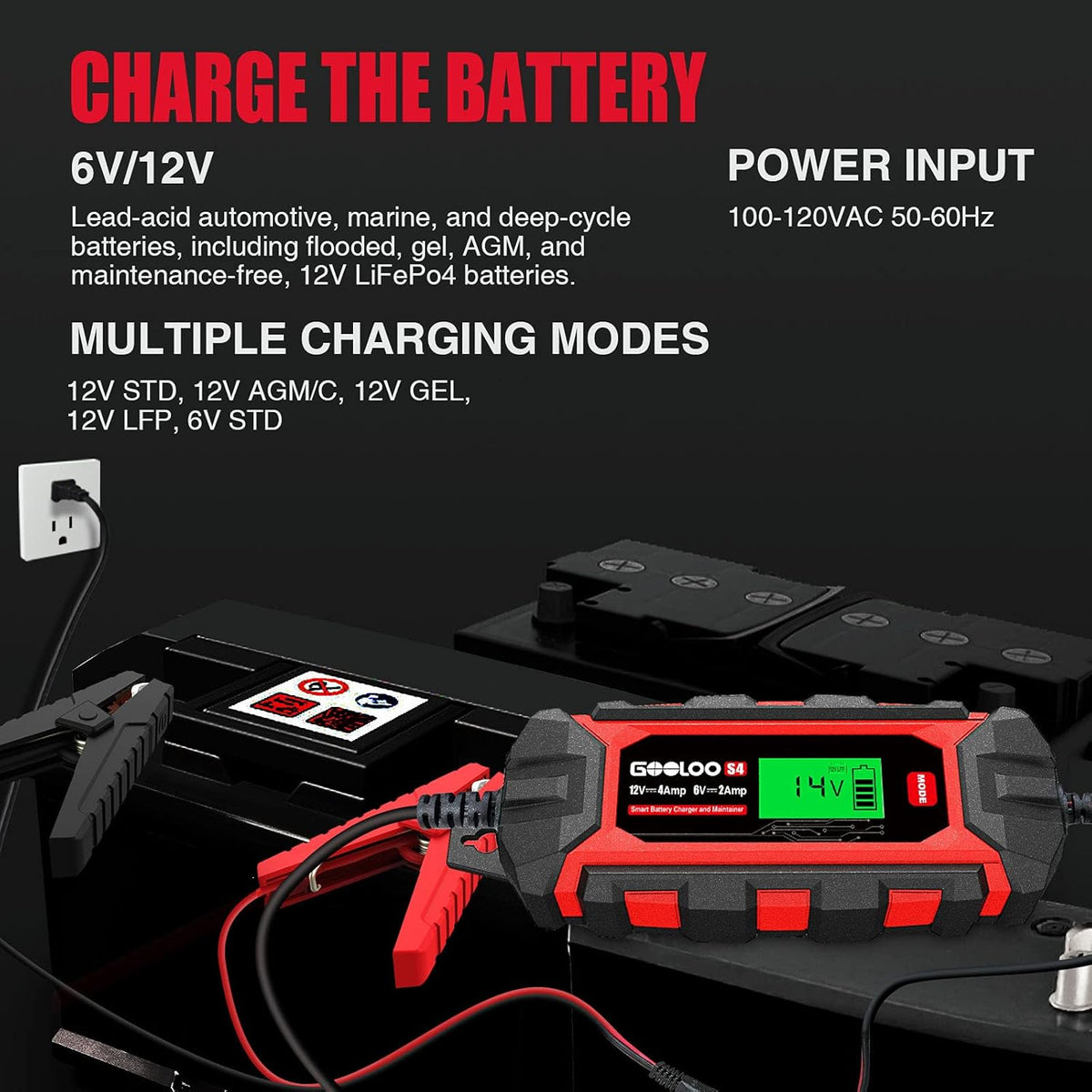 4-Amp 12V/4A Car Battery Charger Maintainer, Pack of 2 E990