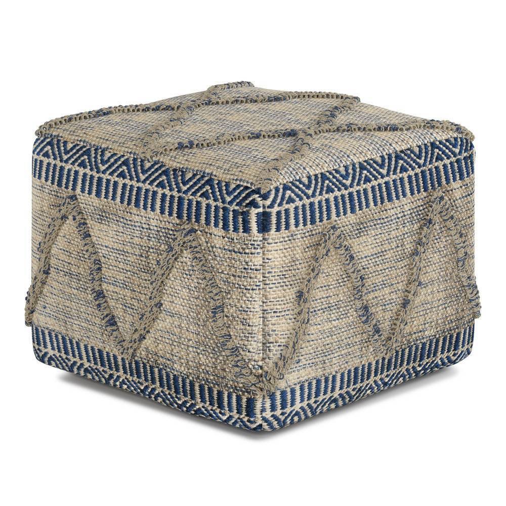 Square Pouf Blue/Natural W7530