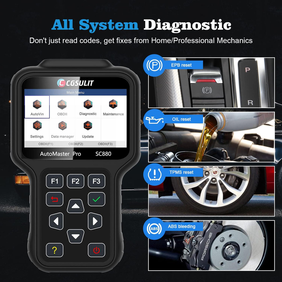 OBD2 Diagnostic Scanner with EPB ABS SAS SRS Reset Y10558