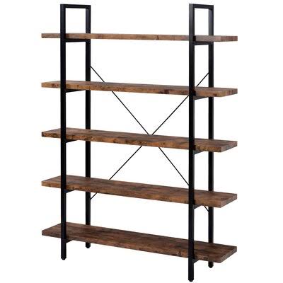 Steel Standard Bookcase 5 Shelves Distressed Brown X626