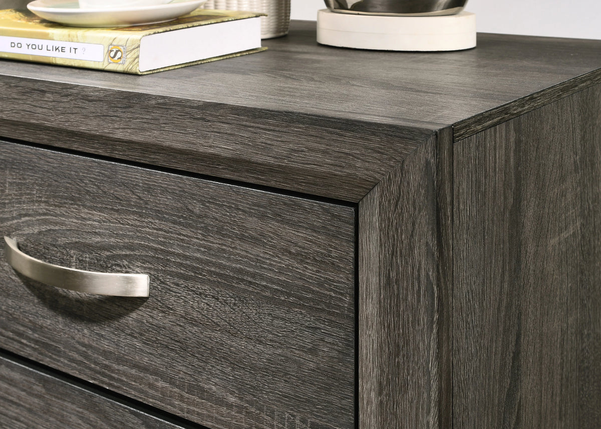 King Size Wood Bedroom Set with Bed Dresser Mirror Nightstand Chest A225856
