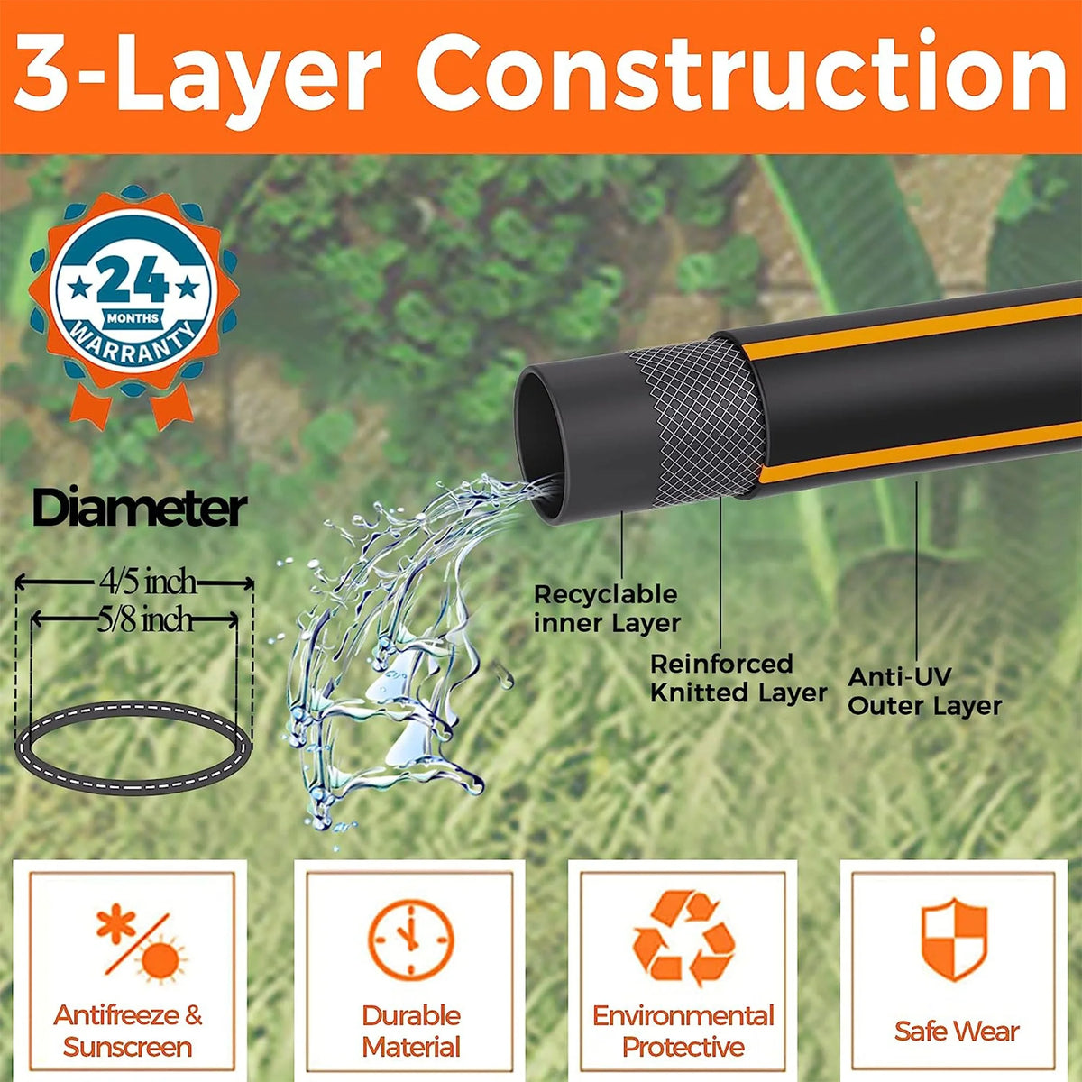 3ft-5ft Hybrid Short Garden Hose I485