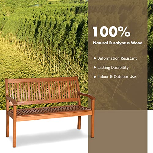 Wooden Bench with Curved Armrest & Backrest S39961