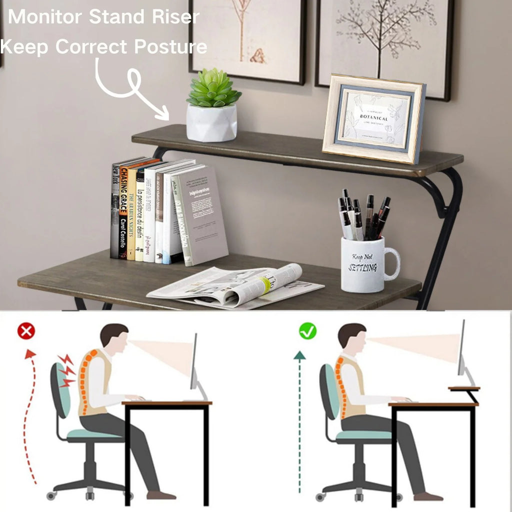 3 Pieces Kids Study Desk Chair Set with Bookshelf L450