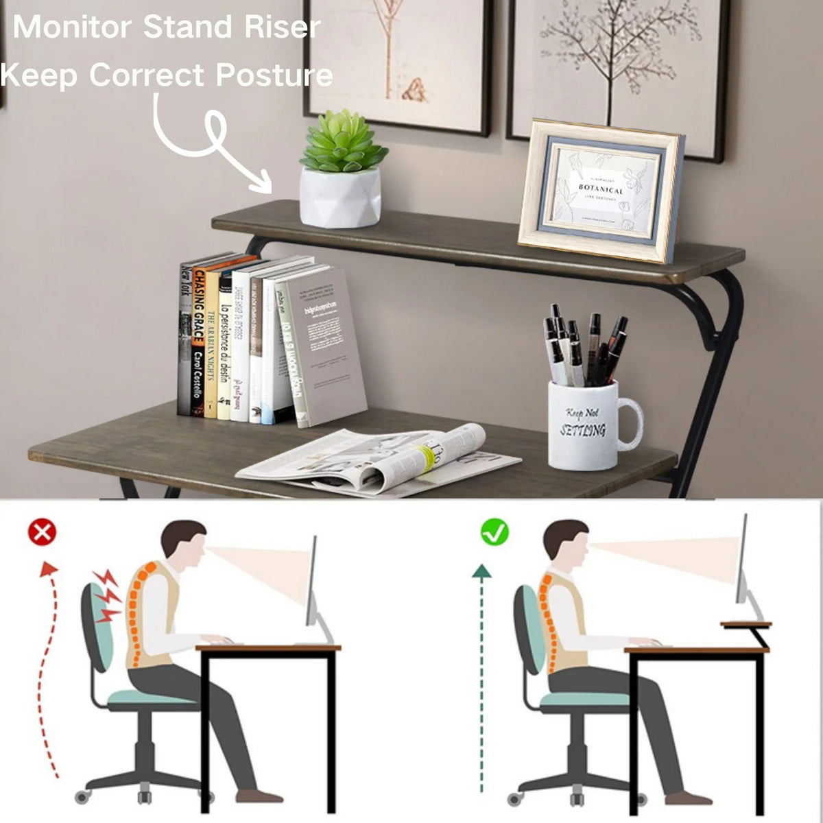 3 Pieces Kids Study Desk Chair Set with Bookshelf L450