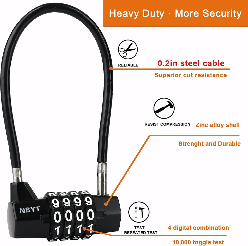 4 Digit Combination Padlock with Long Shackle I93809
