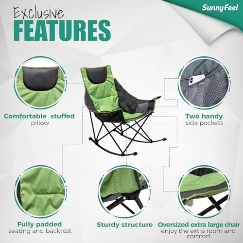 Oversized Padded Rocking Camping Chair with Side Pocket O9046