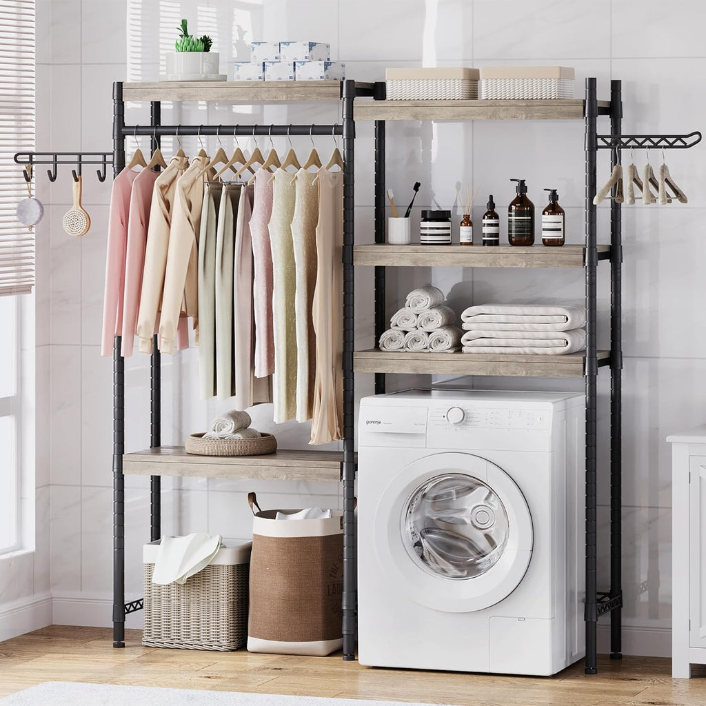 5-Tier Wood Over The Washer and Dryer Laundry Drying Clothes Racks M252057