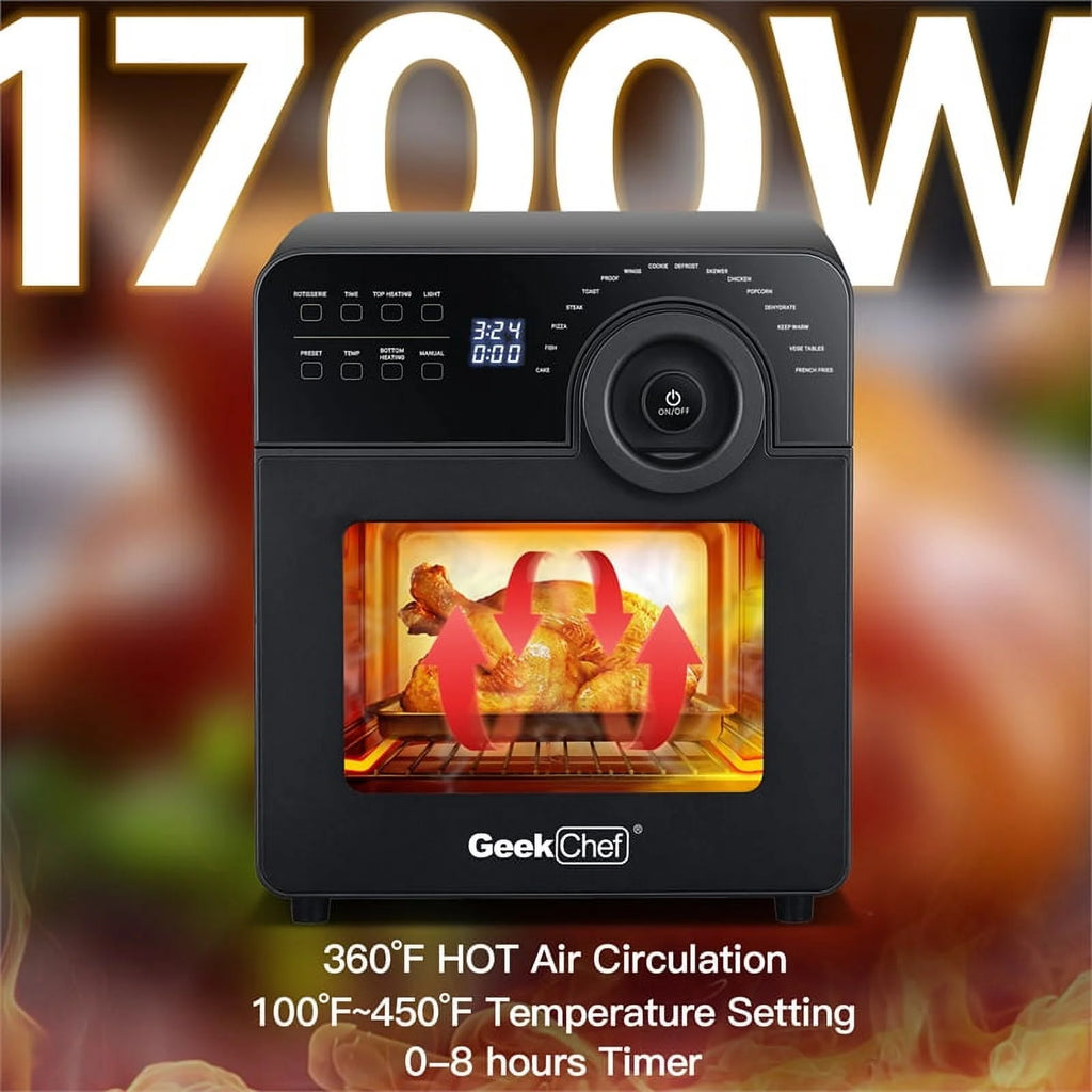 Black 16-in-1 Digital Air Fryer Oven with Rotisserie and Dehydrator R85934