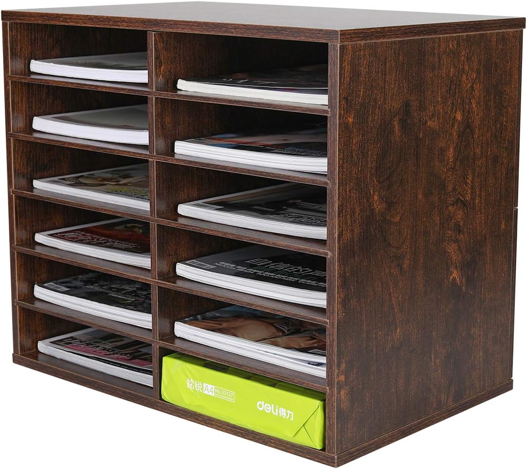 Wood Desktop Literature Organizer 12 Compartments Pack of 2 X1003