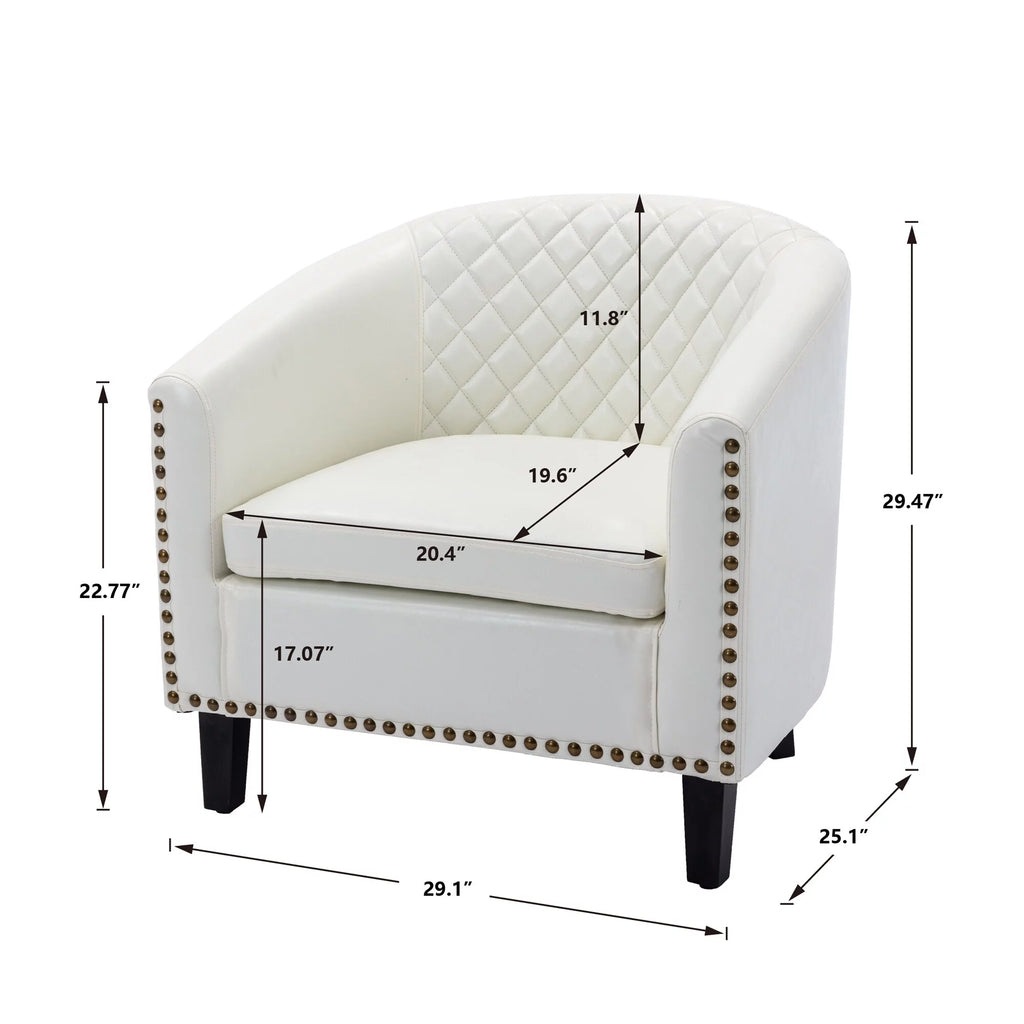 Linen Barrel Chair with Nailheads U78427
